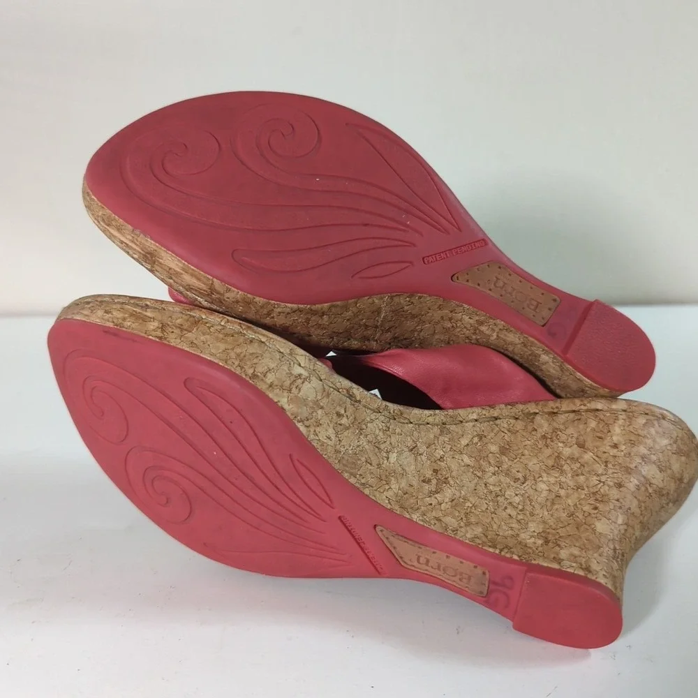 Born Women Driller‎ Cork Coral Pink Platform Wedge Sandals 8  3.5